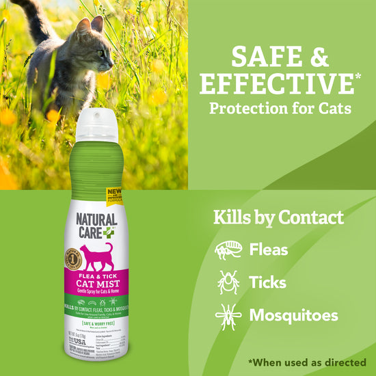Flea and Tick Spray for Cats kills by contact